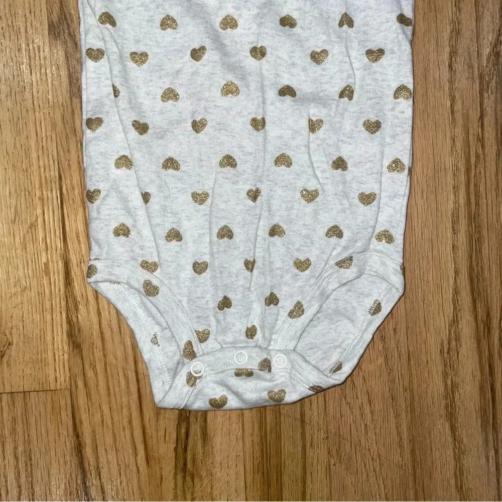 Carters Kids Gold Heart Patterned Onesie Sz 24M